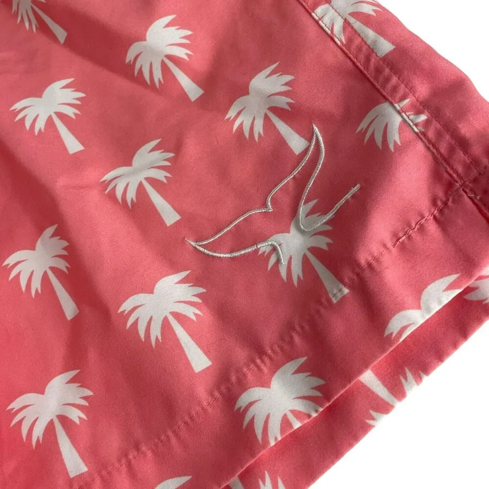 beach bums bequia pink palm tree print swim trunks shorts Size L